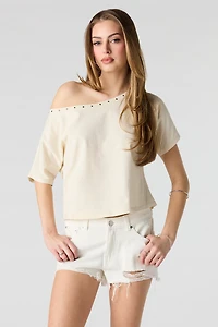 Chelsea Ripped High Rise White Denim Short