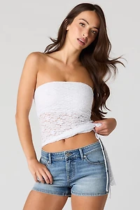 Short remonte-fesses en denim moyen à taille montante