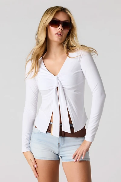 Short remonte-fesses en denim pâle à taille montante