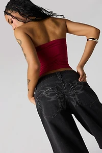 Brooklyn Butterfly Embroidered Low Rise Denim Short