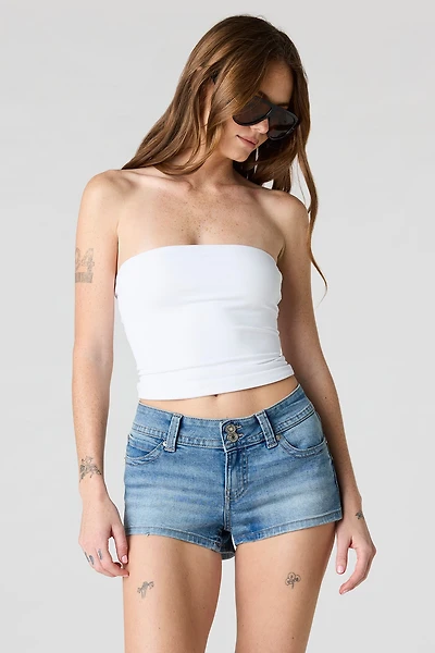 Low Rise Micro Grey Denim Short