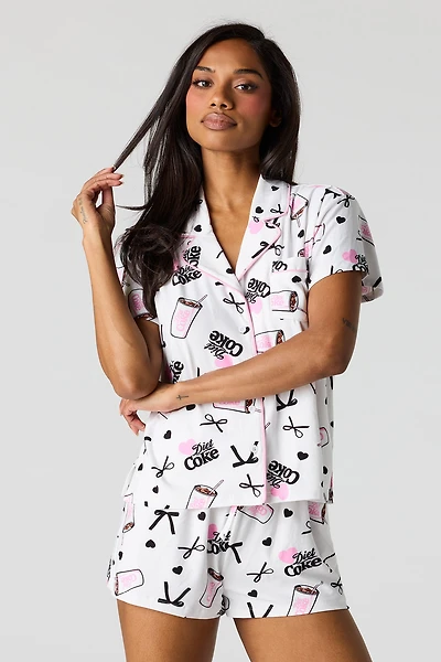 Ensemble pyjama haut boutonné et short Coca-Cola