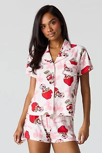 Strawberry Shortcake Button-Up Top & Short Pajama Set
