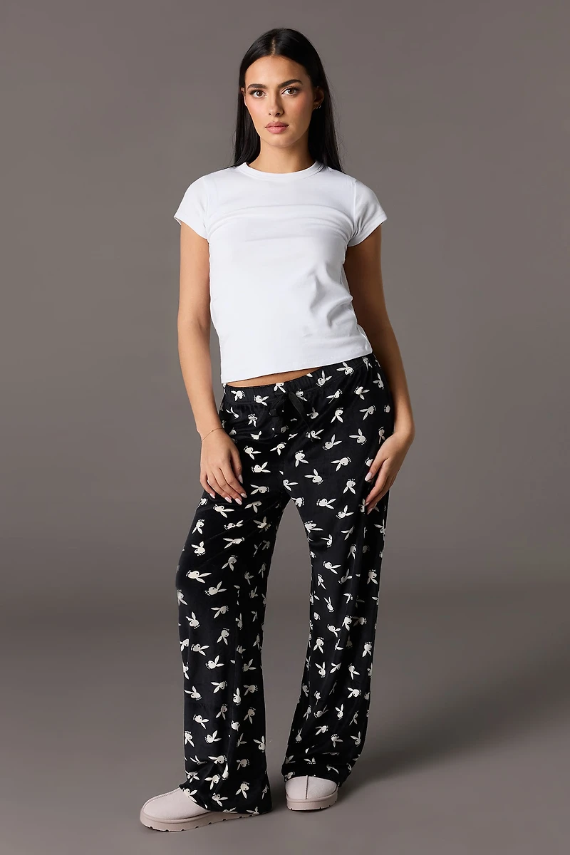 Playboy Velour Printed Pajama Pant