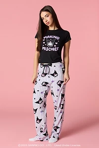 Kuromi™ HD Print T-Shirt & Plush Pant Pajama Set
