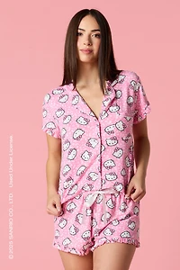 Hello Kitty® Ruffle Button-Up Top & Short Pajama Set