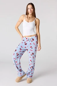 Cherry Coke Print Plush Pajama Pant