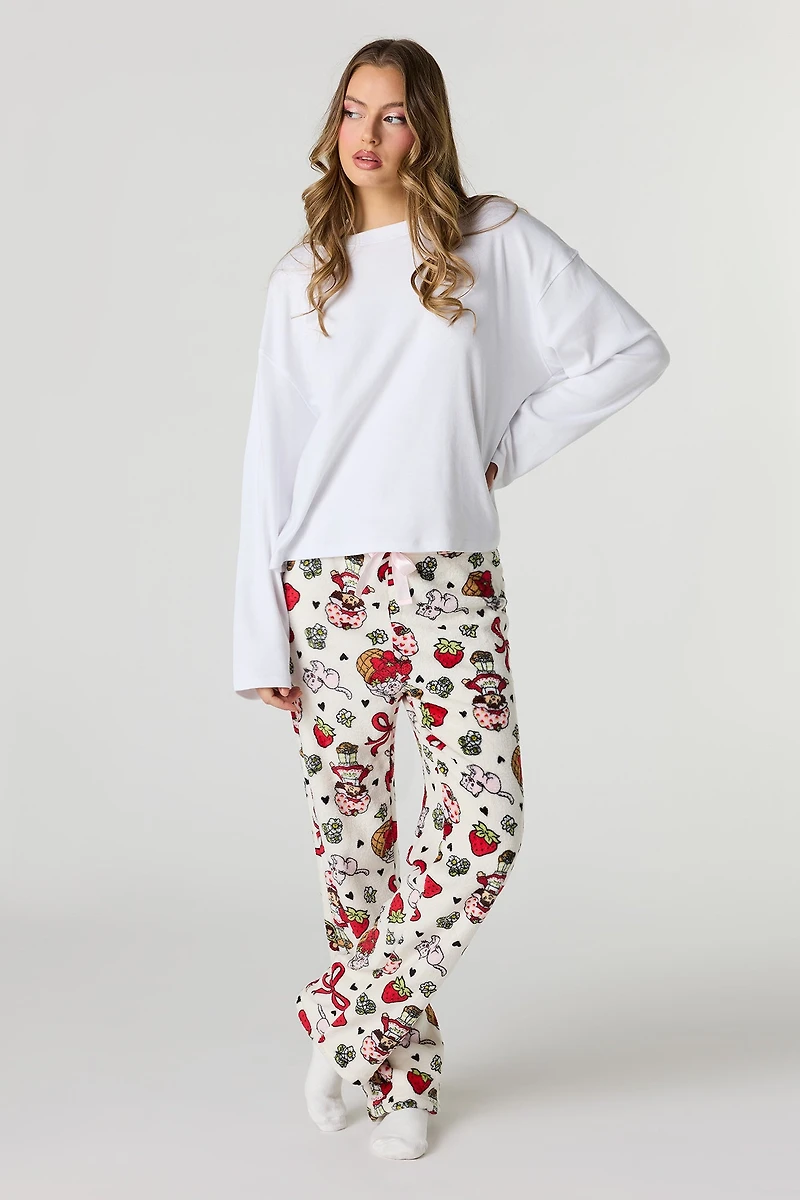 Strawberry Shortcake Print Plush Pajama Pant