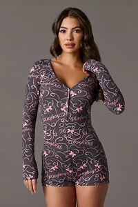 Playboy Ribbed Pajama Romper