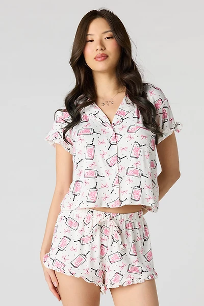 Diet Coke Button-Up Top & Short Pajama Set