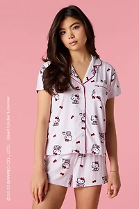 Hello Kitty® Button-Up Top & Short Pajama Set