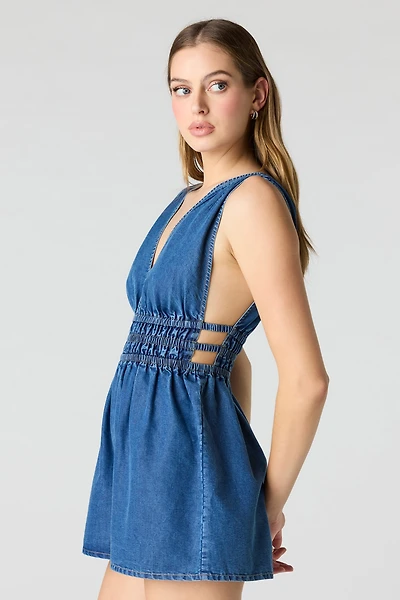 Combi-short cintré en denim
