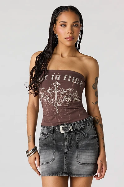 Belted Denim Mini Skirt