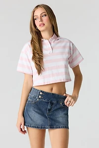 Microjupe-short en denim à taille basse