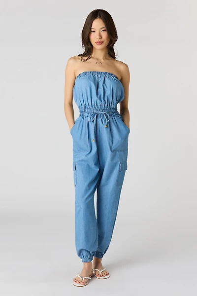 Denim Tube Jumpsuit