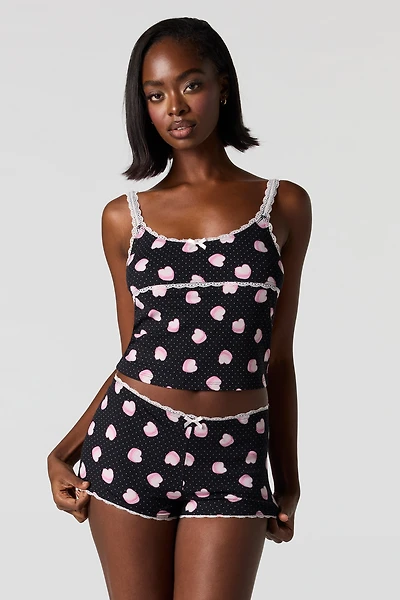 Printed Ribbed Tank & Short Pajama Set