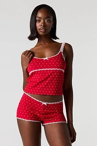 Printed Ribbed Tank & Short Pajama Set