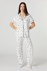 Ensemble pyjama avec haut boutonné doux et pantalon