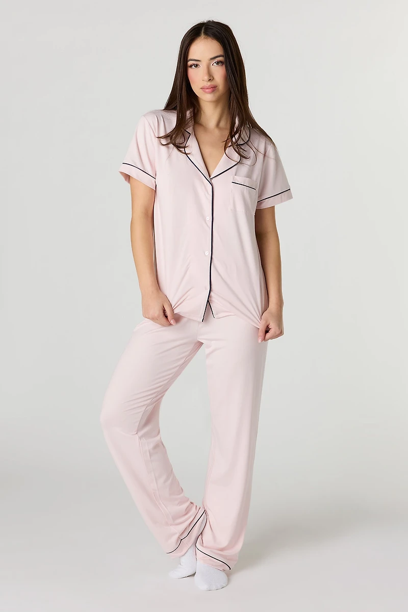 Soft Button-Up Top & Pant Pajama Set
