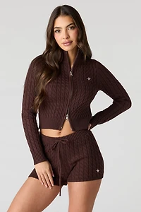 Embroidered Cable Knit Shortie