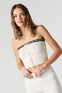 Ribbed Knit Lace Trim Tube Top