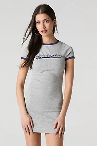 Minirobe t-shirt côtelée avec motif brodé