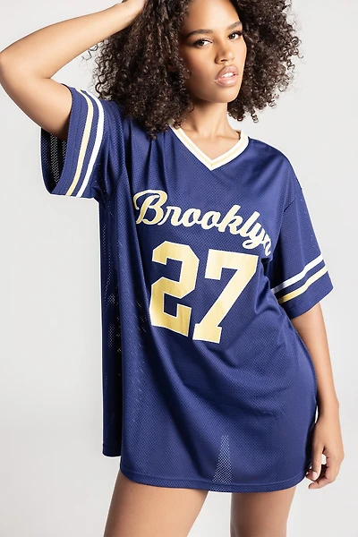 Los Angeles Graphic Mesh Jersey Dress