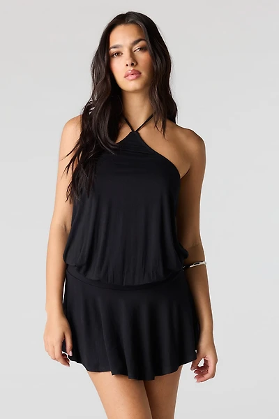 Fit & Flare Mini Halter Dress