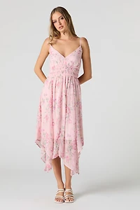 Chiffon V-Neck Asymmetrical Midi Length