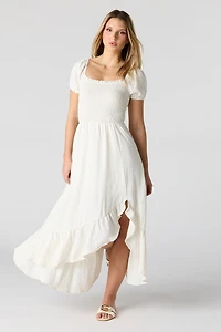 Floral Print Smocked High-Low Dress