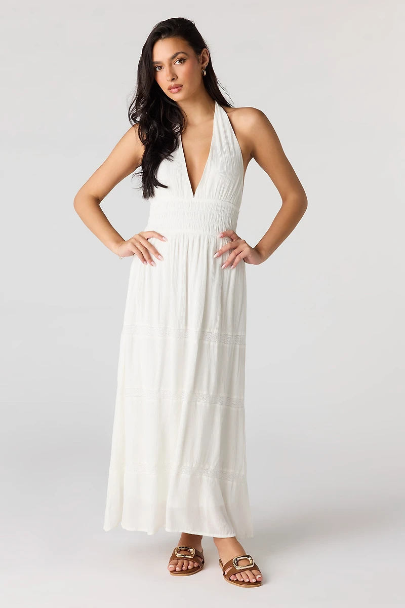Robe maxi bain-de-soleil avec liséré de dentelle