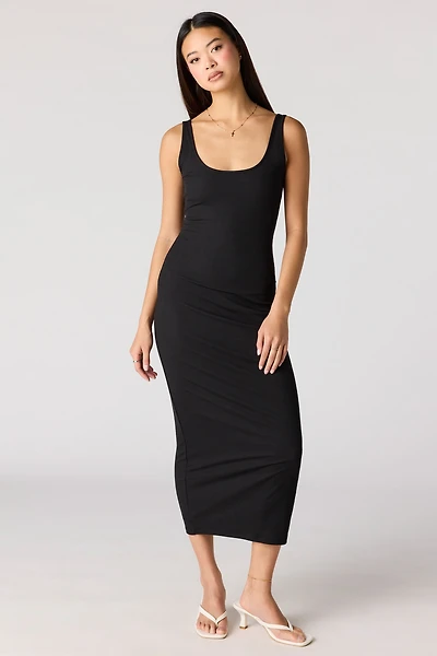 Ribbed Scoop Neck Bodycon Midi Dress