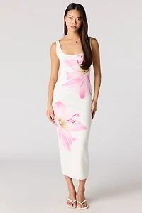 Ribbed Scoop Neck Bodycon Midi Dress