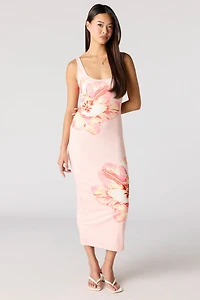 Ribbed Scoop Neck Bodycon Midi Dress