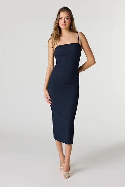 Textured Knit Braless Midi Dress
