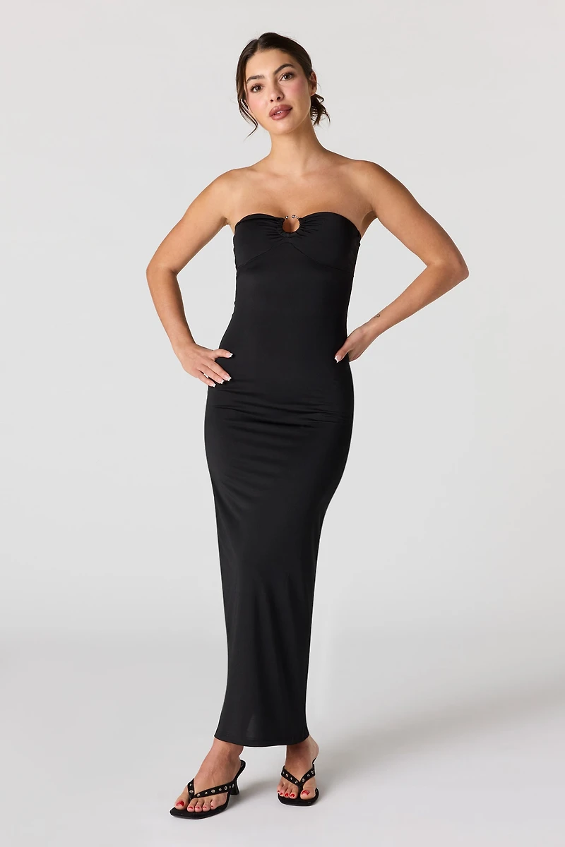 Ruched O-Ring Front Tube Dress