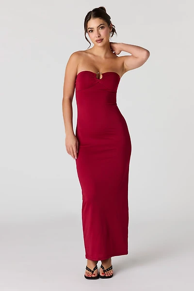 Ruched O-Ring Front Tube Dress