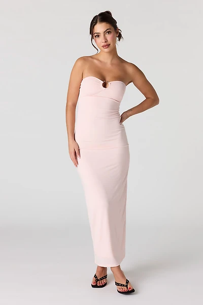 Ruched O-Ring Front Tube Dress