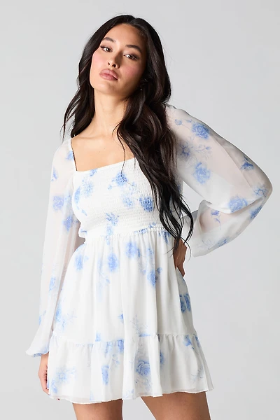 Minirobe plissée et étagée à manche longue