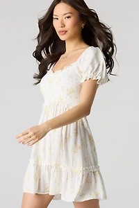 Floral Smocked Ruffle Mini Dress