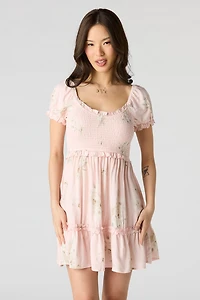 Floral Smocked Ruffle Mini Dress