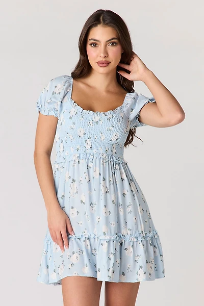 Floral Smocked Mini Dress