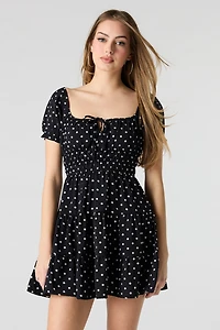 Short Puff Sleeve Tiered Mini Dress