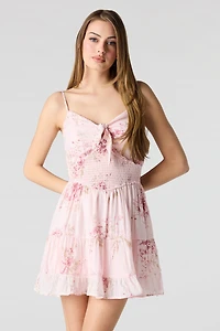 Sweetheart Tie Front Mini Dress