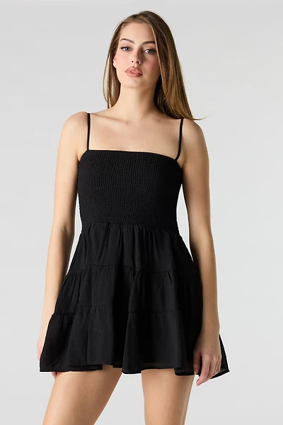 Smocked Tiered Mini Dress