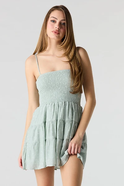 Smocked Tiered Mini Dress