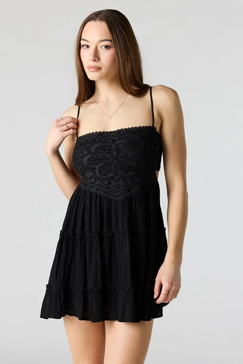 Lace Tiered Mini Dress