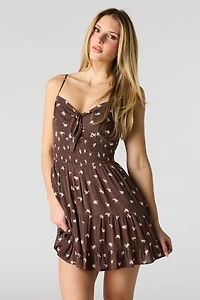 Floral Tie Front Mini Dress