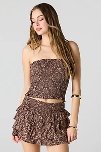 Printed Smocked Tube Top