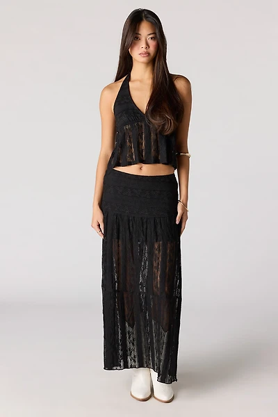 Floral Lace Maxi Skirt